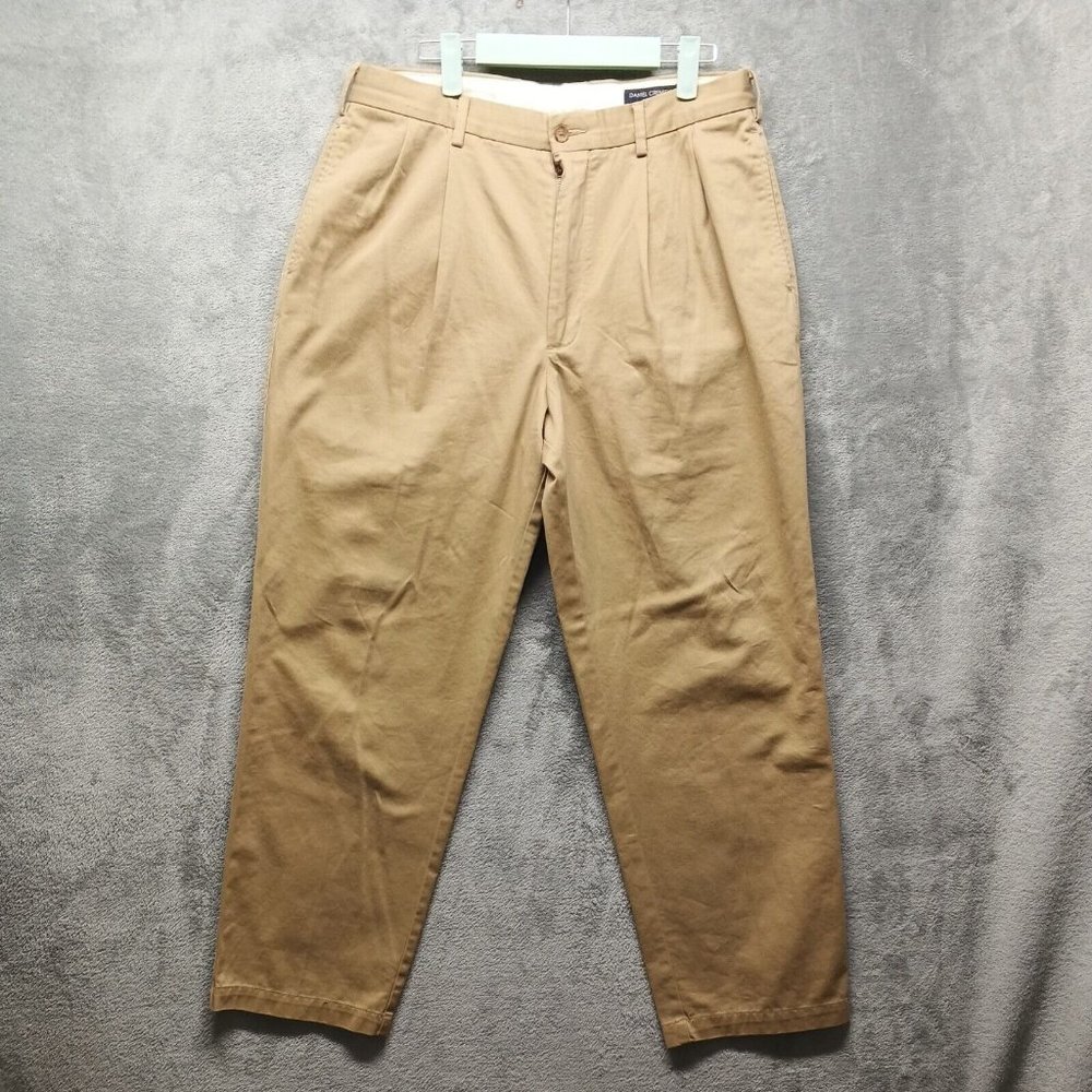 🍑DANIEL CREMIUX Men Pleated Chino Pants Regular Straight Size 34W 30L